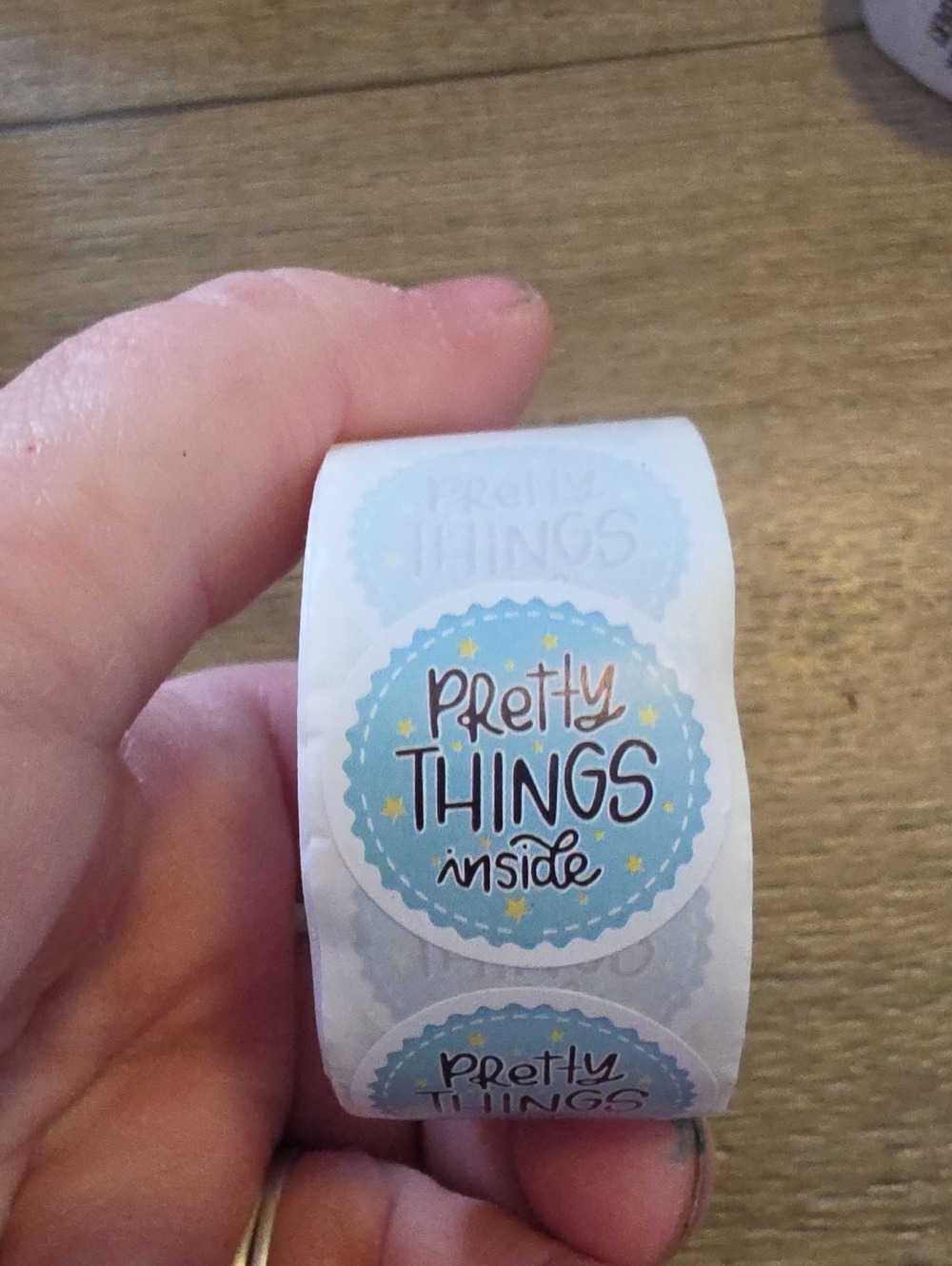 Pretty Things Inside Round Sticker Labels - Blue